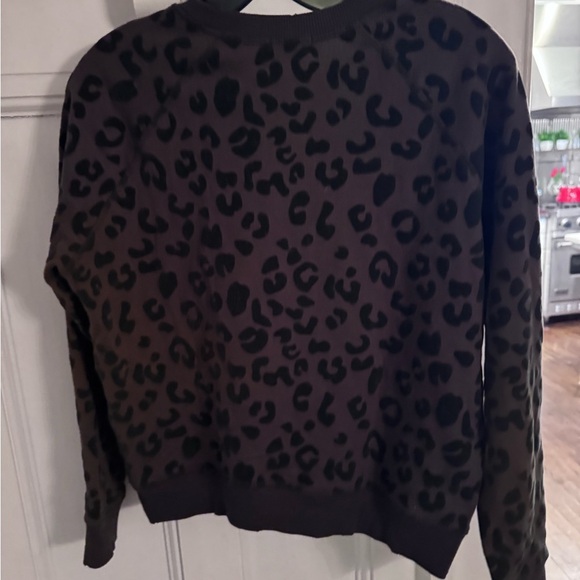 RAILS Womens Theo Flocked Olive Leopard Distress Pullover Sweatshirt-XS - Picture 3 of 10